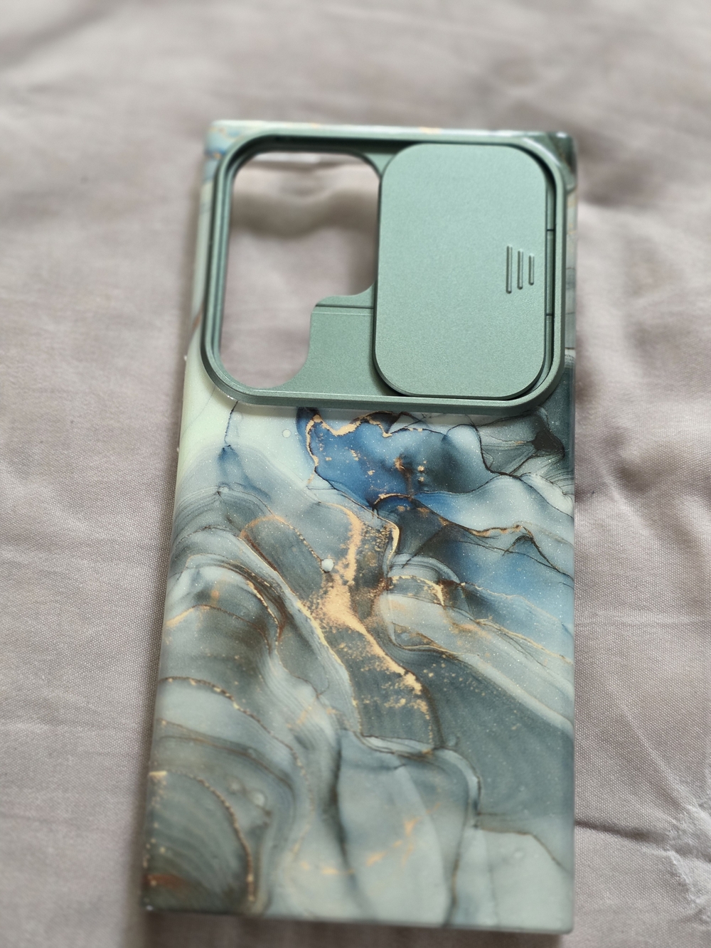 Samsung S24 Ultra Slim Marble-Pattern Phone Case with Slide Camera Cover